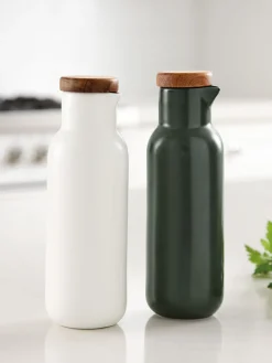 Aceitera y vinagrera de porcelana y madera Essentials, 2 uds.