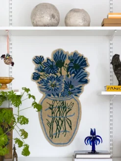 Alfombra artesanal de lana Blue Daisy