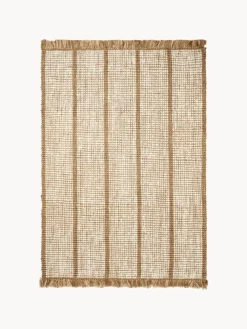 Alfombra artesanal de yute con flecos Athens