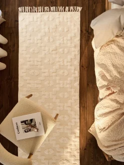 Alfombra corredor artesanal de algodón texturizada Idris