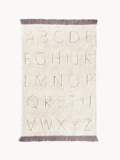 Alfombra infantil artesanal en capitoné con diseño de letras ABC, lavable