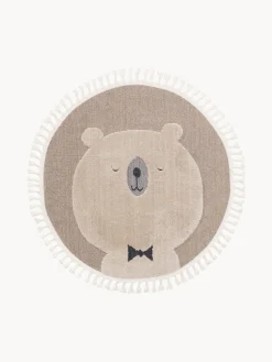 Alfombra infantil redonda texturizada con borlas Momo