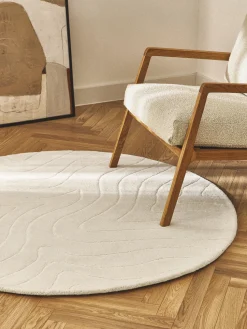 Alfombra redonda artesanal de lana Aaron