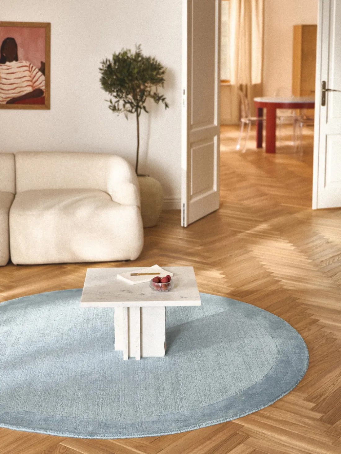 Alfombra redonda de pelo corto Kari