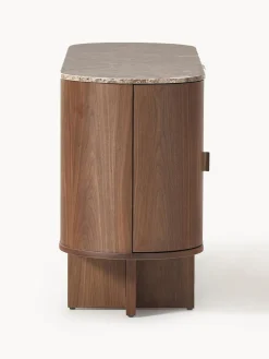 Aparador de madera con esquinas redondeadas y tablero de mármol Zumi