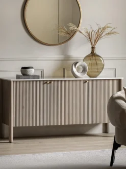 Aparador de madera de mango con tablero de mármol Marmo