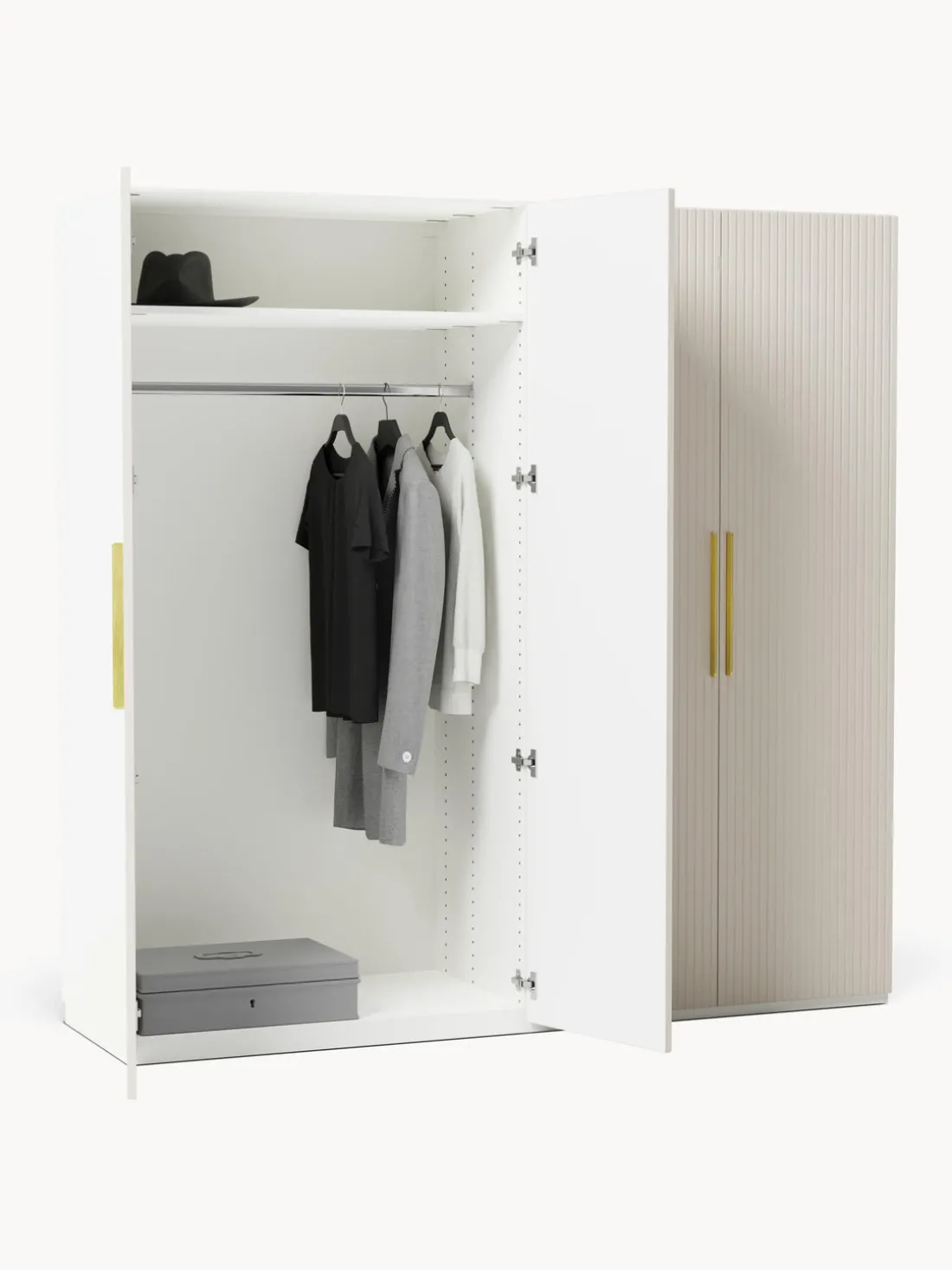 Armario modular con puertas giratorias Simone, An 200 cm, variantes diferentes