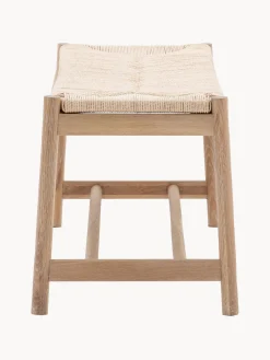 Banco artesanal de madera de roble y mimbre Eton