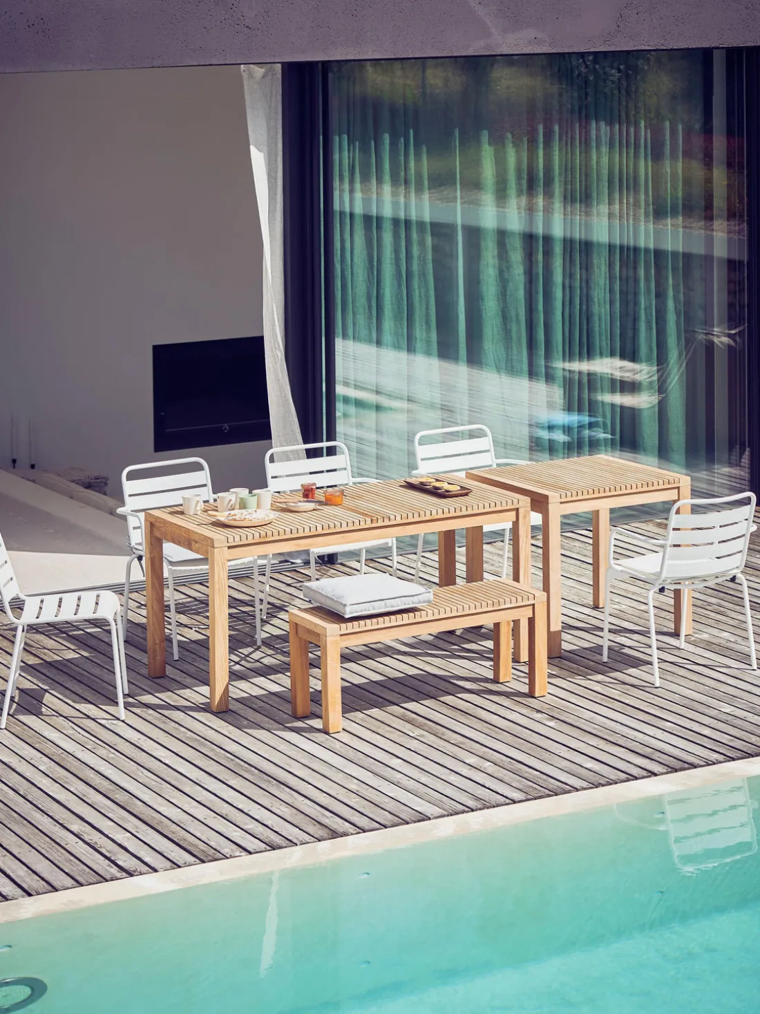 Banco de jardín de madera de teca Samoa, 130 cm