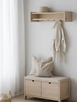 Banco de madera de roble con cajones Hillmond