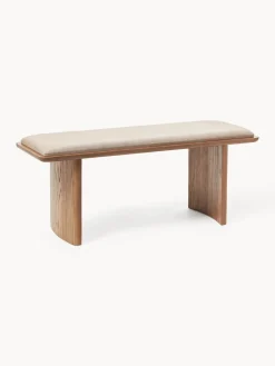 Banco de madera de roble con cojín de asiento Chandler