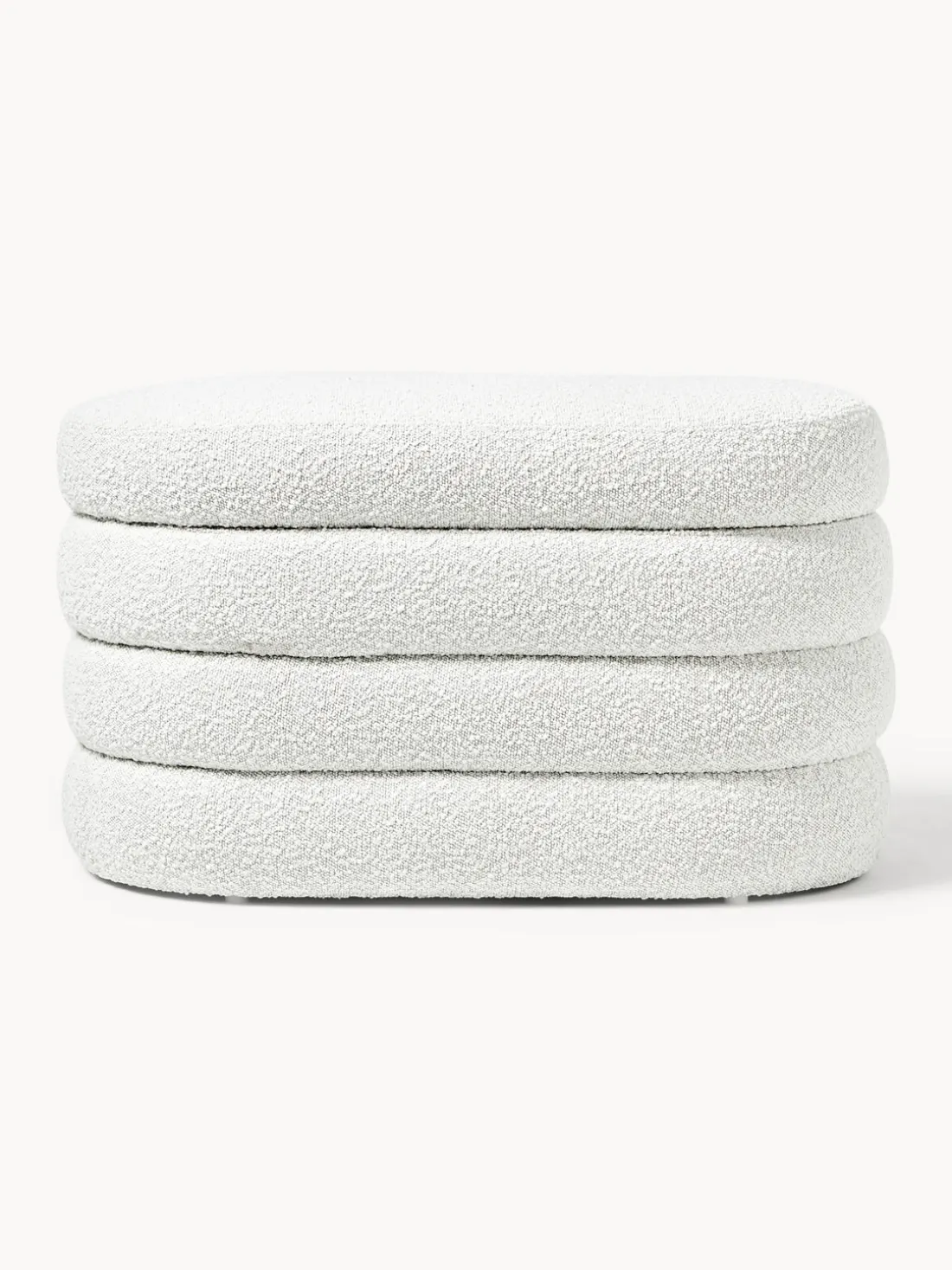 Banco pequeño tapizado en tejido bouclé con espacio de almacenamiento Alto