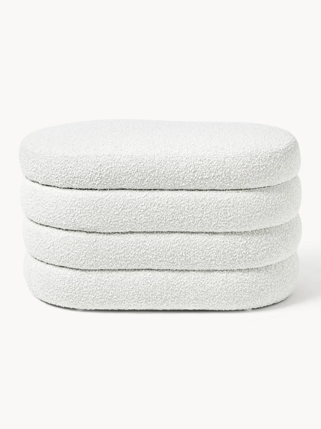 Banco pequeño tapizado en tejido bouclé con espacio de almacenamiento Alto