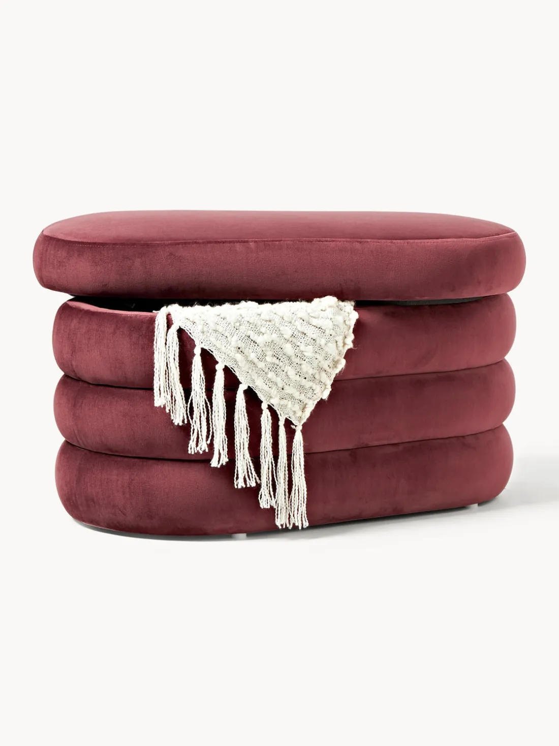 Banco pequeño tapizado en terciopelo con espacio de almacenamiento Alto