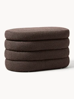 Banco pequeño tapizado en tejido bouclé con espacio de almacenamiento Alto