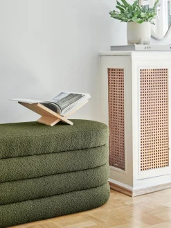 Banco tapizado en tejido bouclé Alto