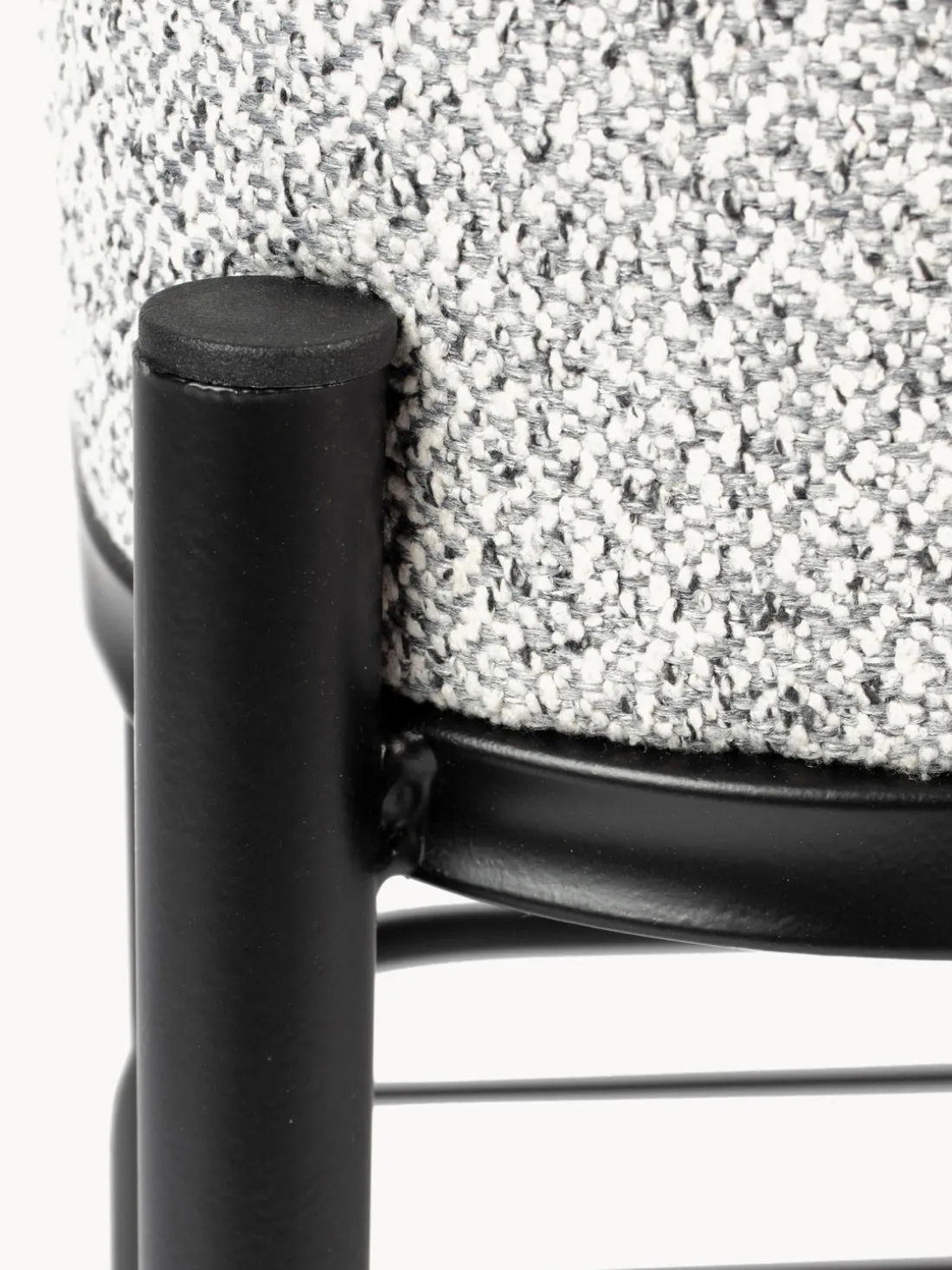 Banco tapizado en tejido bouclé con estante Milou