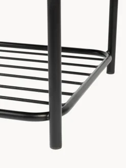 Banco tapizado en tejido bouclé con estante Milou