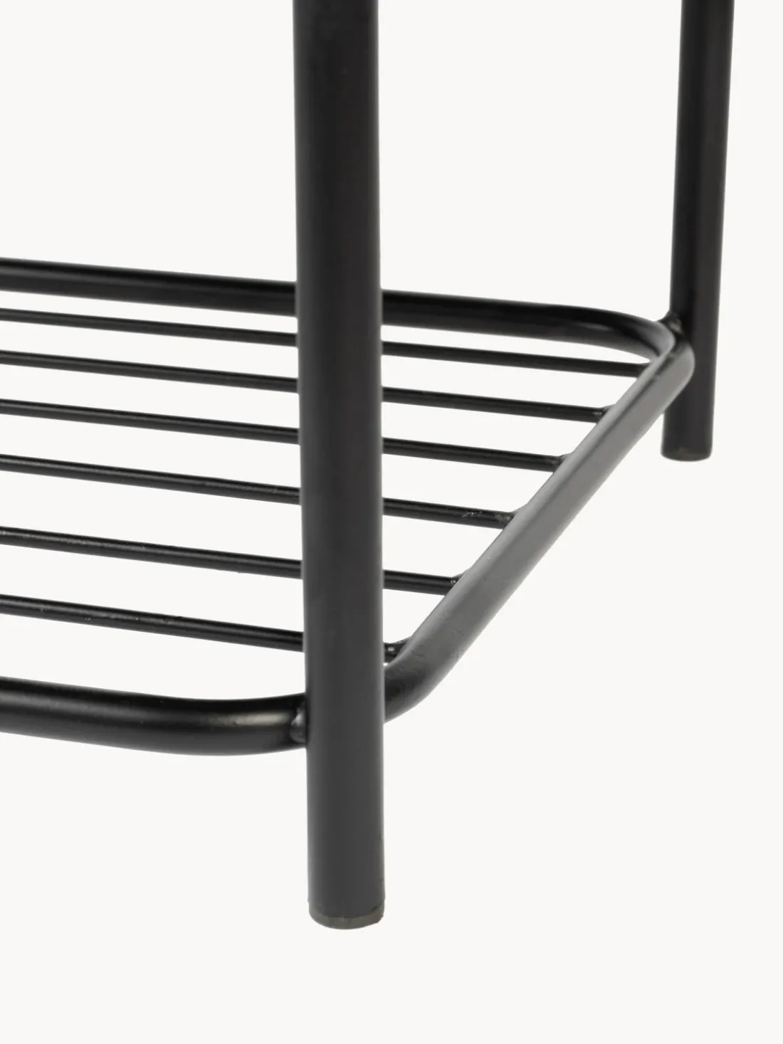 Banco tapizado en tejido bouclé con estante Milou