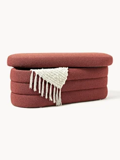 Banco tapizado en tejido bouclé con espacio de almacenaje Alto