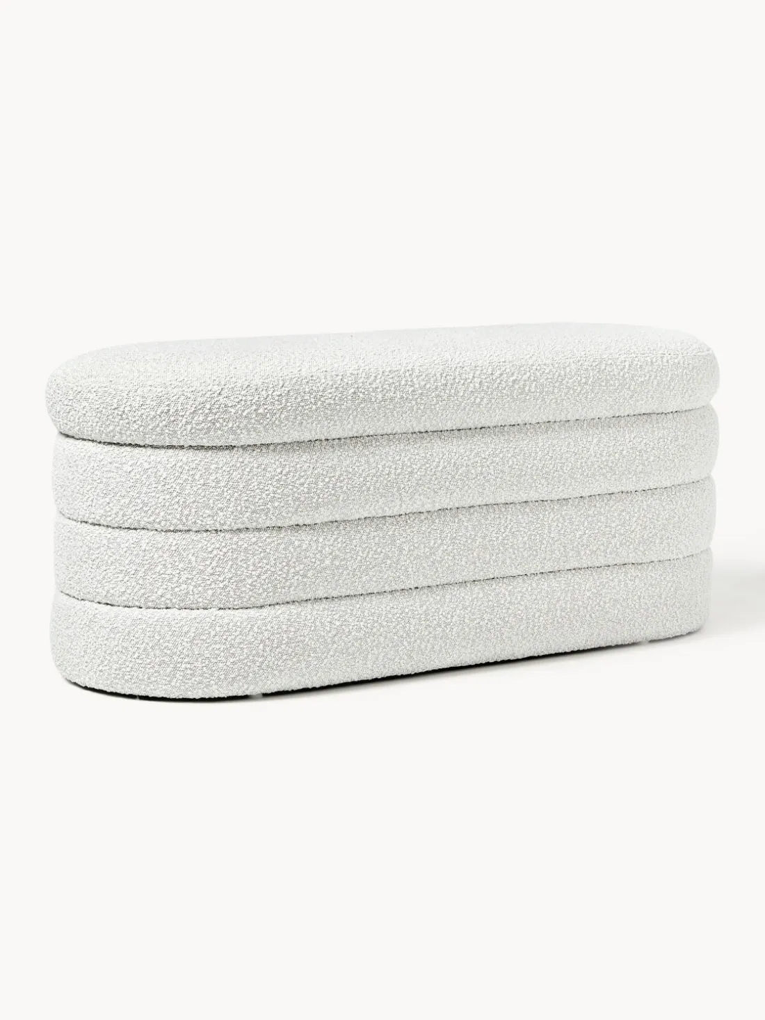 Banco tapizado en tejido bouclé con espacio de almacenaje Alto