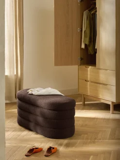 Banco tapizado en tejido bouclé con espacio de almacenamiento Alto