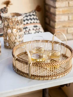 Bandeja decorativa artesanal de bambú Bamb