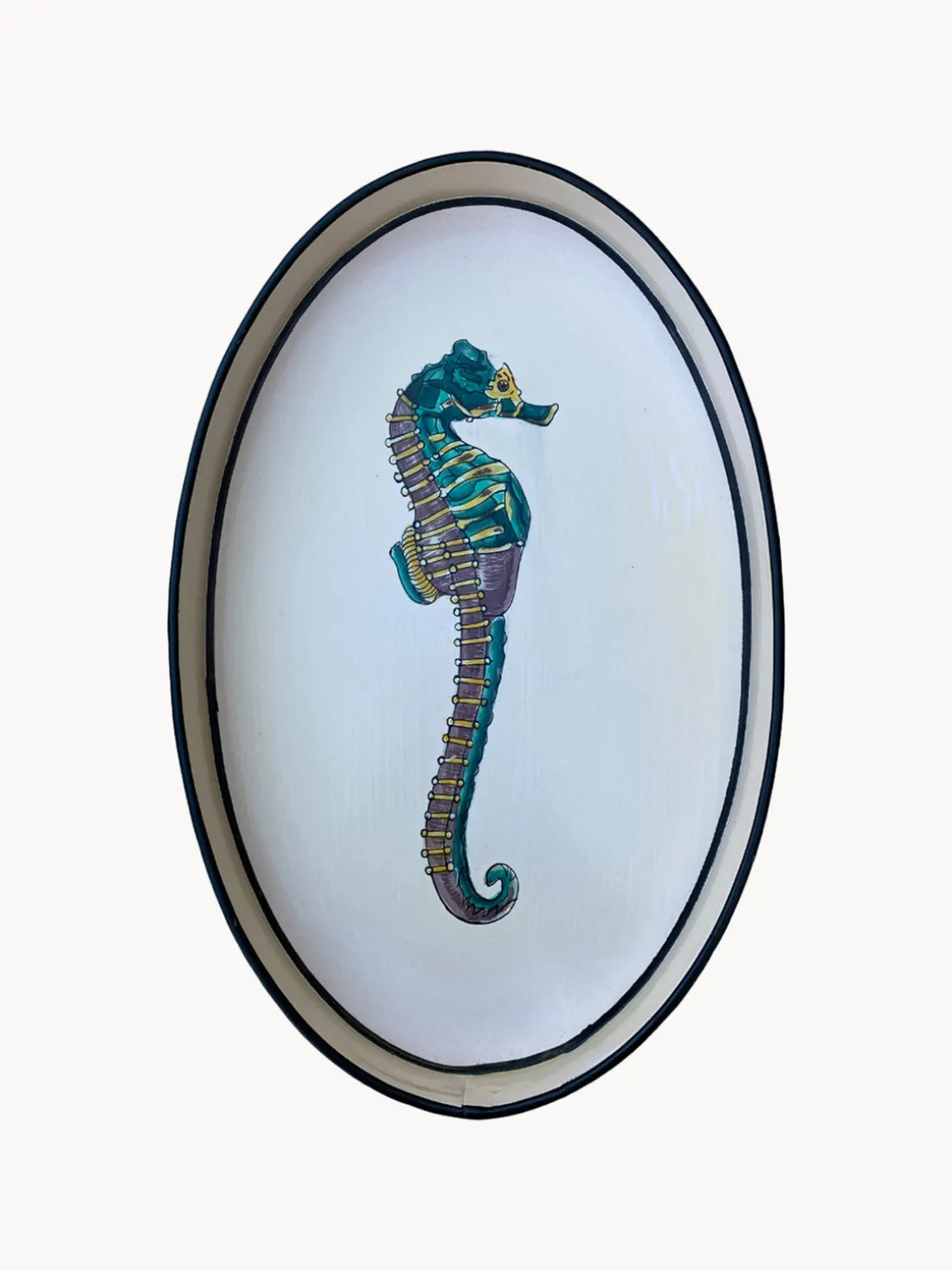 Bandeja decorativa pintada a mano Fauna