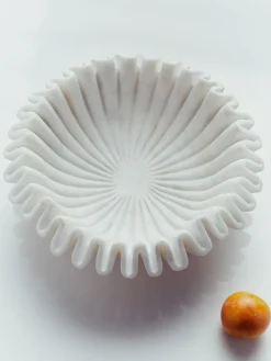 Bol decorativo artesanal de mármol Santorini, Ø 31 cm