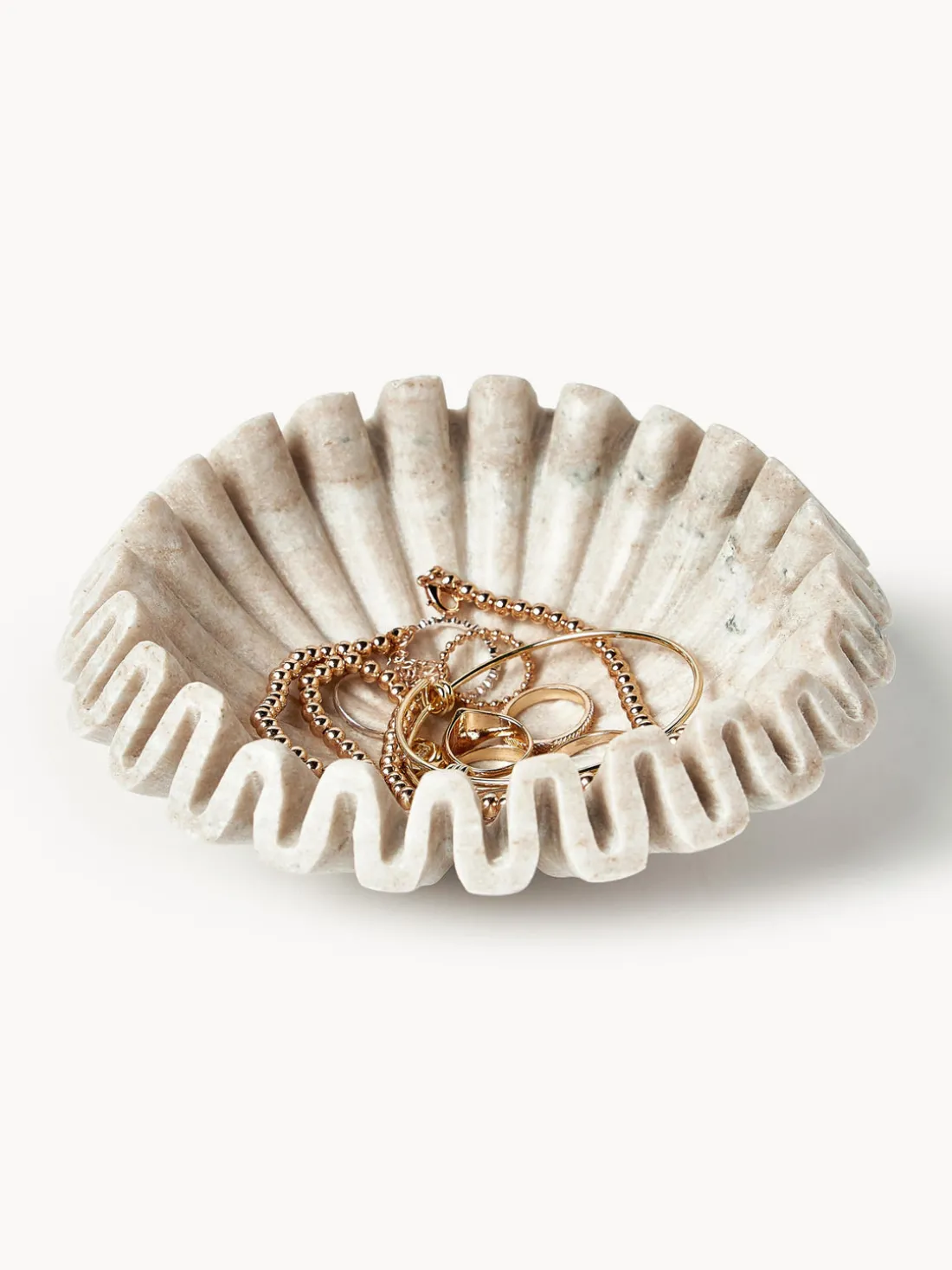 Bol decorativo artesanal de mármol Santorini, Ø 18 cm