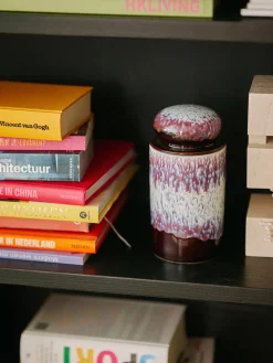 Bote pintado a mano de cerámica 70s