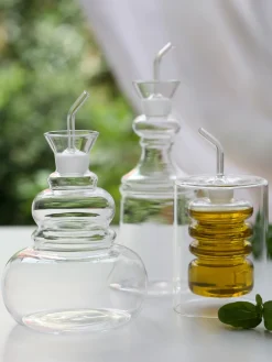 Botella artesanal de vinagre y aceite Rings, Al 16 cm