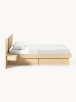 Cama con mesitas de noche y cabecero de madera Nanto