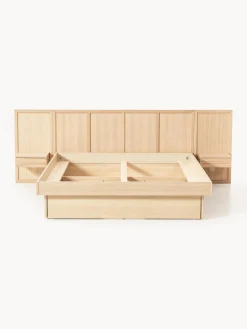Cama con mesitas de noche y cabecero de madera Nanto