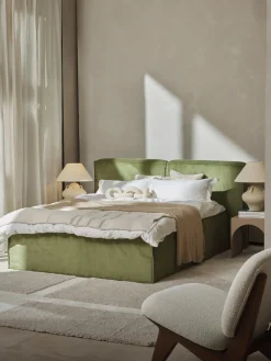 Cama continental de pana Lennon