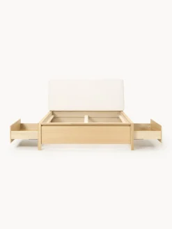 Cama de madera con cabecero tapizado y cajones Santiago