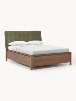 Cama de madera con cabecero tapizado y cajones Santiago