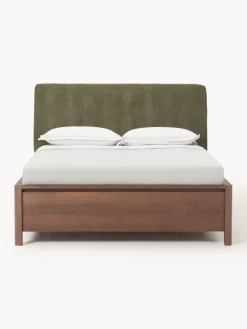 Cama de madera con cabecero tapizado y cajones Santiago
