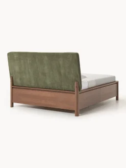 Cama de madera con cabecero tapizado y cajones Santiago