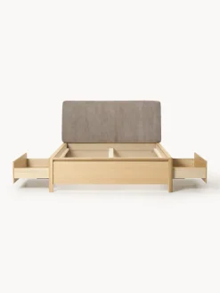 Cama de madera con cabecero tapizado y cajones Santiago