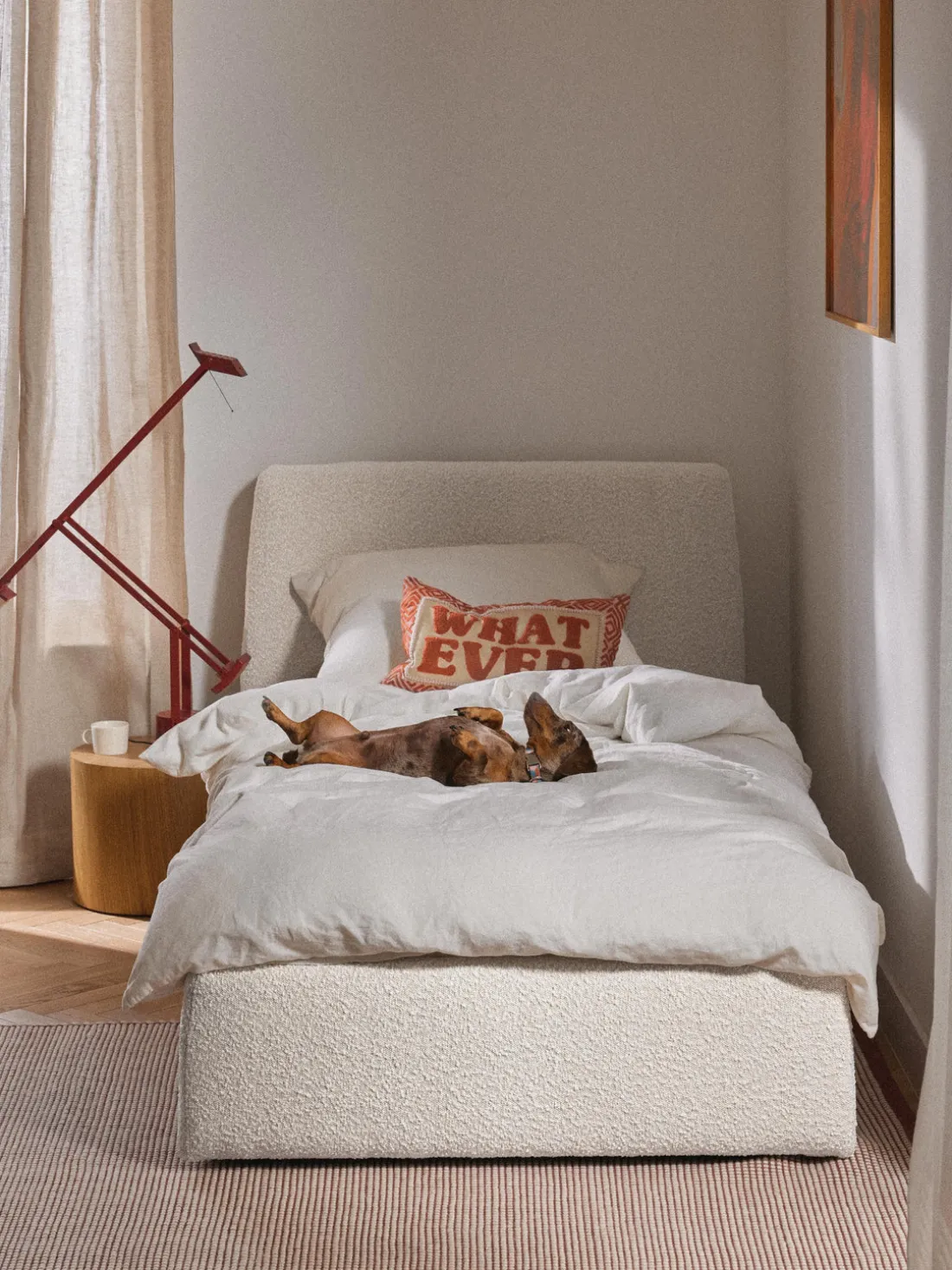 Cama individual en tejido bouclé Cloud