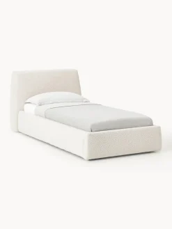 Cama individual en tejido bouclé con espacio de almacenamiento Cloud
