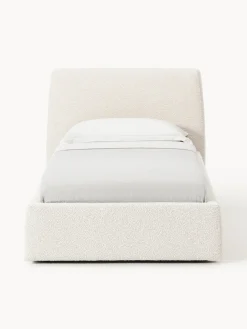 Cama individual en tejido bouclé con espacio de almacenamiento Cloud