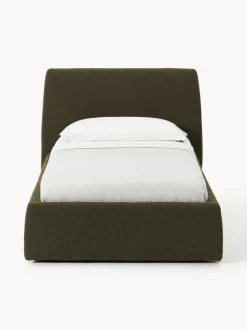 Cama individual en tejido bouclé con espacio de almacenamiento Cloud