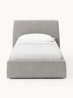 Cama individual en tejido bouclé con espacio de almacenamiento Cloud
