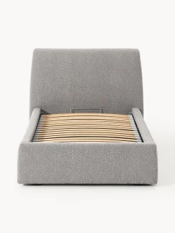 Cama individual en tejido bouclé con espacio de almacenamiento Cloud