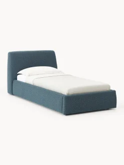 Cama individual en tejido bouclé con espacio de almacenamiento Cloud