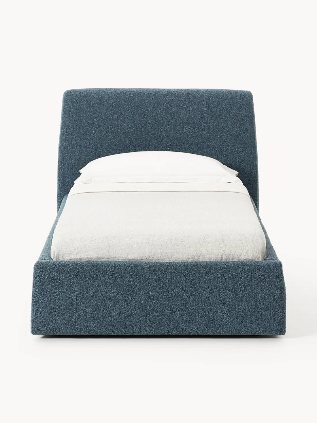 Cama individual en tejido bouclé con espacio de almacenamiento Cloud