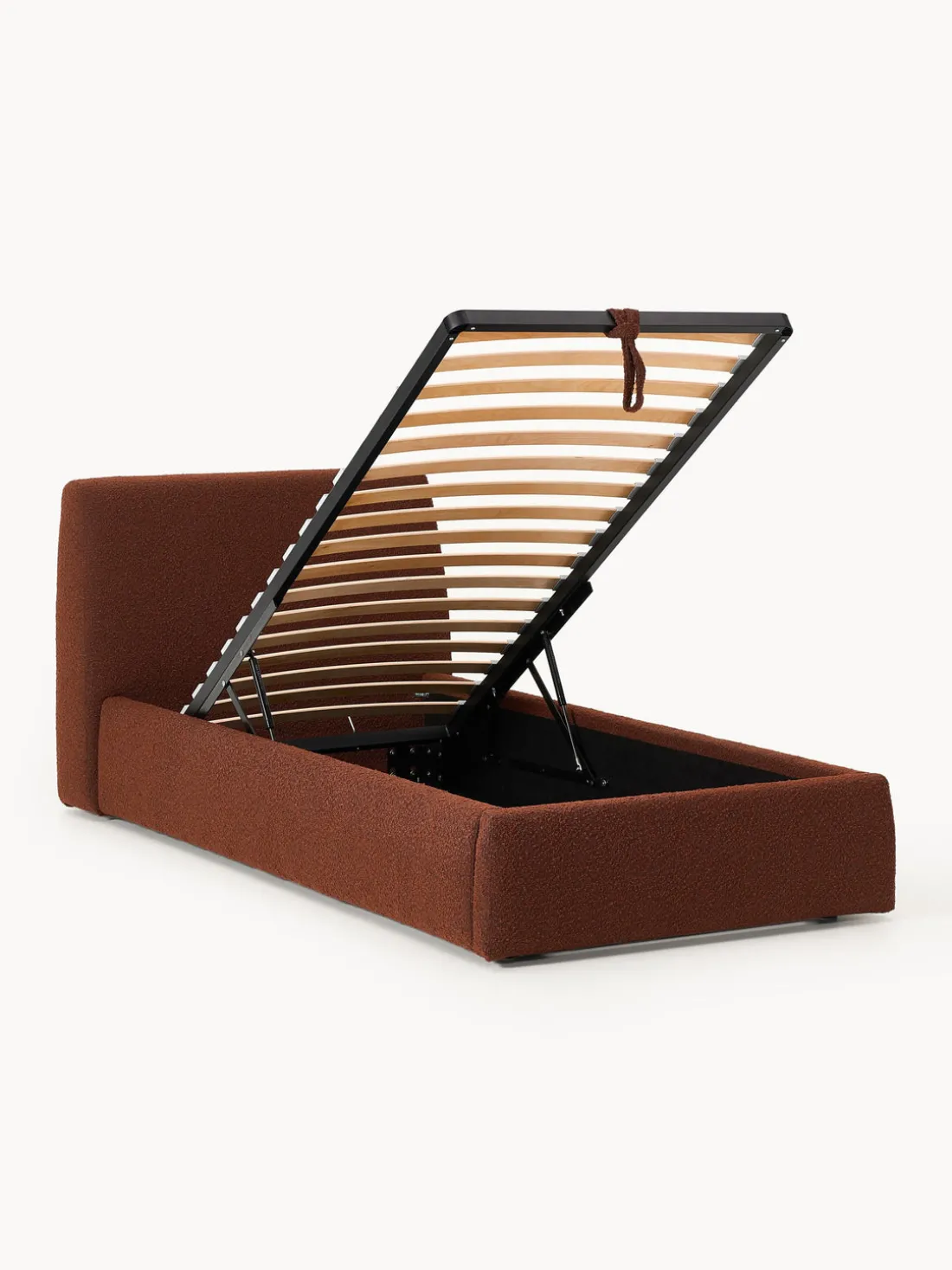 Cama individual en tejido bouclé con espacio de almacenamiento Cloud