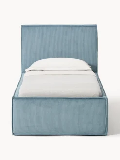 Cama individual tapizada de pana con espacio de almacenaje Dream